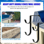Desunqin Metal Pool Pole Hangers for Above Ground Pool, Adjustable Double Hooks for Poles Skimmers, Heavy Duty Pool Tool Holder