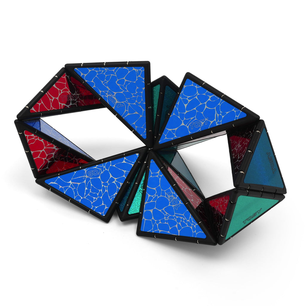 TOSY Magnet Pyramid Stone - 1 Cube Transforms into 1 Billion Shapes, 14 pcs (12 Puzzle pcs and 2 Accessories), 243 Rare Earth Magnets, Holographic Design Magnet Tiles Creative Puzzle STEM/STEAM Toy