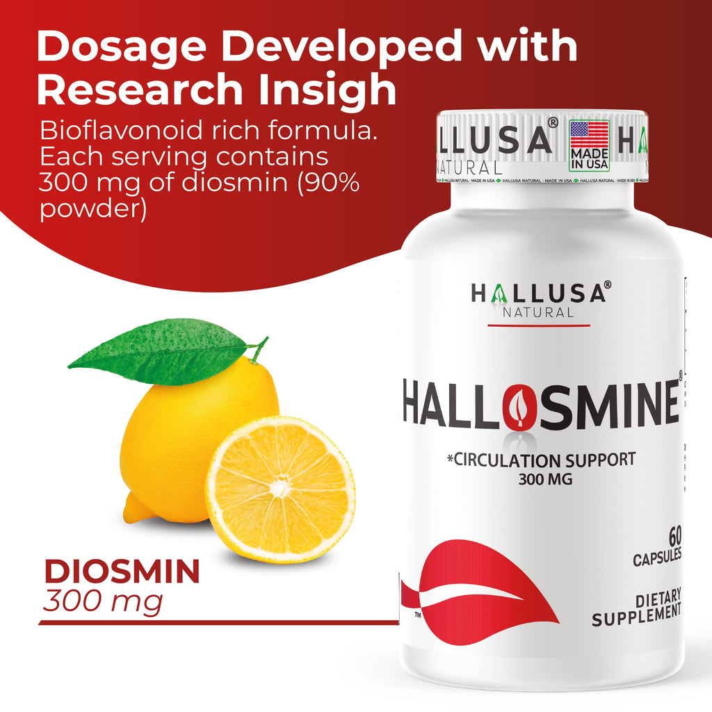 Hallusa Natural Diosmin Circulation - Support for Circulation and Veins - DIOSMIN - DIOSMINE- DIOSMINA - Circulation & Vein Support Supplement