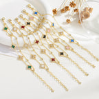 Turandoss 14K Gold Plated White Clover Bracelets for Women Jewelry Gifts