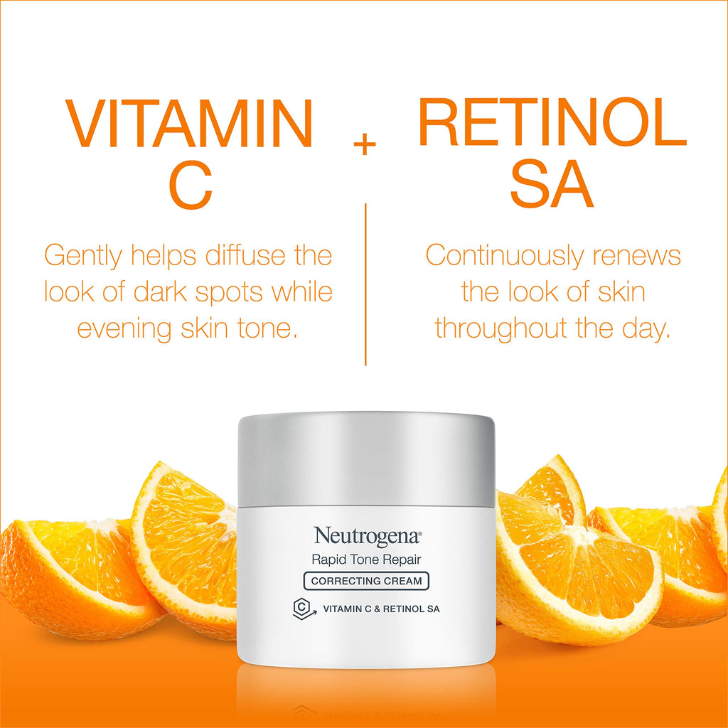 Neutrogena Rapid Tone Repair Retinol + Vitamin C Face Moisturizer, Dark Spot Corrector, Anti-Aging Face Cream for Even Tone 1.7 oz + Trial Size Hydro Boost Facial Cleanser, 0.5 fl. oz