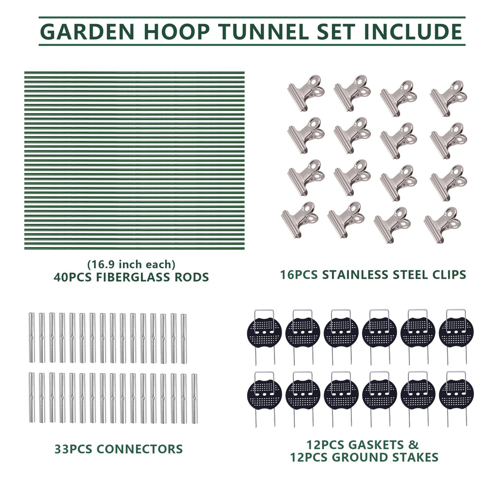 Garavigo Garden Hoops Kit for Raised Beds, Plant Cover Support Hoops