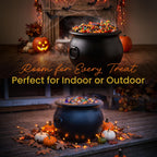 Union Products Black 16 Inch Spooky Witch Cauldron for Indoor and Outdoor Halloween Decoration and Trick or Treat Candy Container, Black