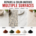 Instant Install 29 Complete - 4 oz Epoxy Permanent Repair Kit with EZ-Tint 10 g 5-Pack, Mixing Sticks, Razor, & Shaping Strip - Granite, Marble, & Tile - Rebonds & Rebuilds - Dry in 29 Minutes