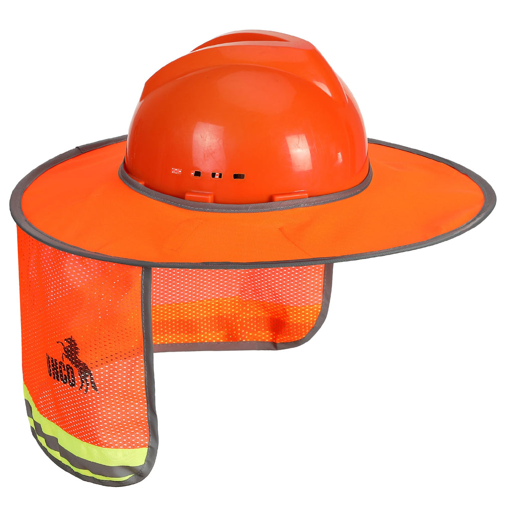 UNCO- Hard Hat Sun Shield, 3 Pack, Orange, Full & Standard Brim Mesh Sunshade High Visibility Reflective, Hard Hat Accessories