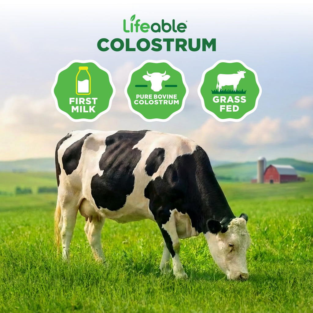 Lifeable Bovine Colostrum Powder, 2000mg, 30% IgG, Unflavored, 30 Servings