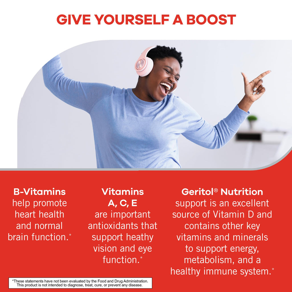 Geritol, Multivitamin Supplement, Contains B-Vitamins, Antioxidants, Vitamins C, E & D and Iron, 27 Essential Vitamins and Minerals, Gluten-Free, Non-GMO, No Artificial Sweeteners, 100 Tablets, 3 Pack