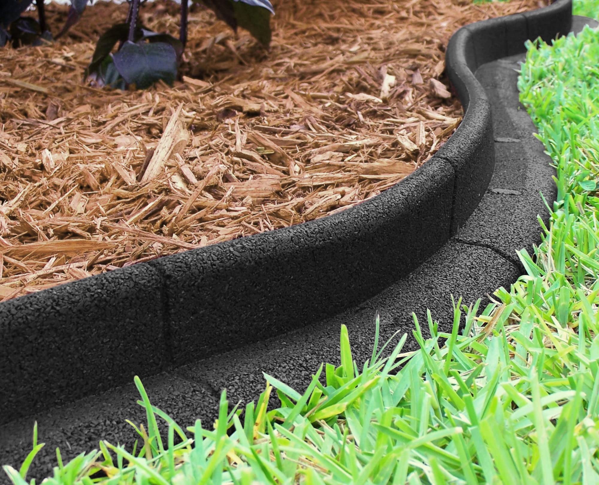 TISHO 3" x 48" Black Rubber No Dig Landscape Garden Border Edging (Pack 6)，Made of 100% Recycled Tires，Sturdy, Flexible and Reusable，Pieces are 4ft in Length (Color : Black)