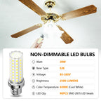 FanNicoo LED Corn Light Bulb 150W Equivalent 2500 Lumen 6500K Cool Daylight White 20W E26/E27 Base Non-dimmable Ceiling Fan Corn Lighting for Home Garage Warehouse Indoor LED Corn Bulbs Pack of 4