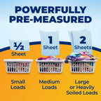 ARM & HAMMER Power Sheets Laundry Detergent Plus OxiClean Stain Fighters, Clean Cotton Scent, 52 Count, 104 Medium Loads