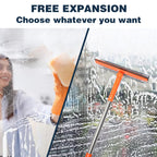 Professional Window Squeegee,2 in 1 Squeegee Window Cleaner with Long Stainless Steel Handle,Sponge Car Window Squeegee for Gas Station, Glass,Shower (Sponge Style)