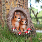 JARPSIRY Mom and Baby Squirrel Tree Hugger Outdoor Tree Faces Decor, Resin Squirrel Figurine Garden Statues Whimsical Tree Peeker Sculpture for Patio Lawn Yard Porch Wall Ornaments