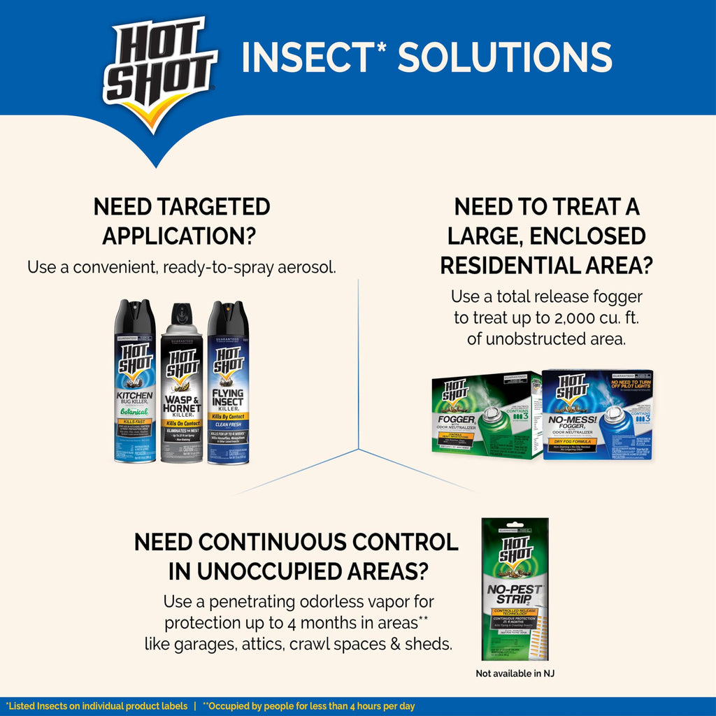 Hot Shot Pest Control Fogger, Kills Roaches, Ants, Spiders & Other Insects On Contact, Controls Heavy Infestations Indoors, 6 Pack