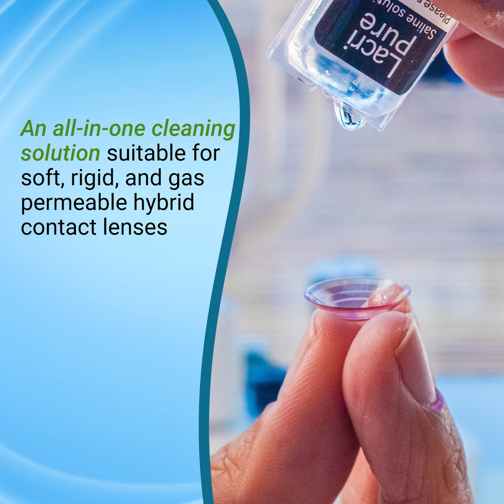 Menicon LacriPure Saline Contact Lens Solution, for Lens Rinse & Insertion, 98 Vials, 5ml