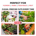 TABOR TOOLS K7A Pruning Snips – 7,5" – Carbon Steel Flower Pruning Scissors for Gardening | Floral Snips and Pruners for Deadheading, Trimming & Harvesting Herbs, Flowers, Fruits or Vegetables