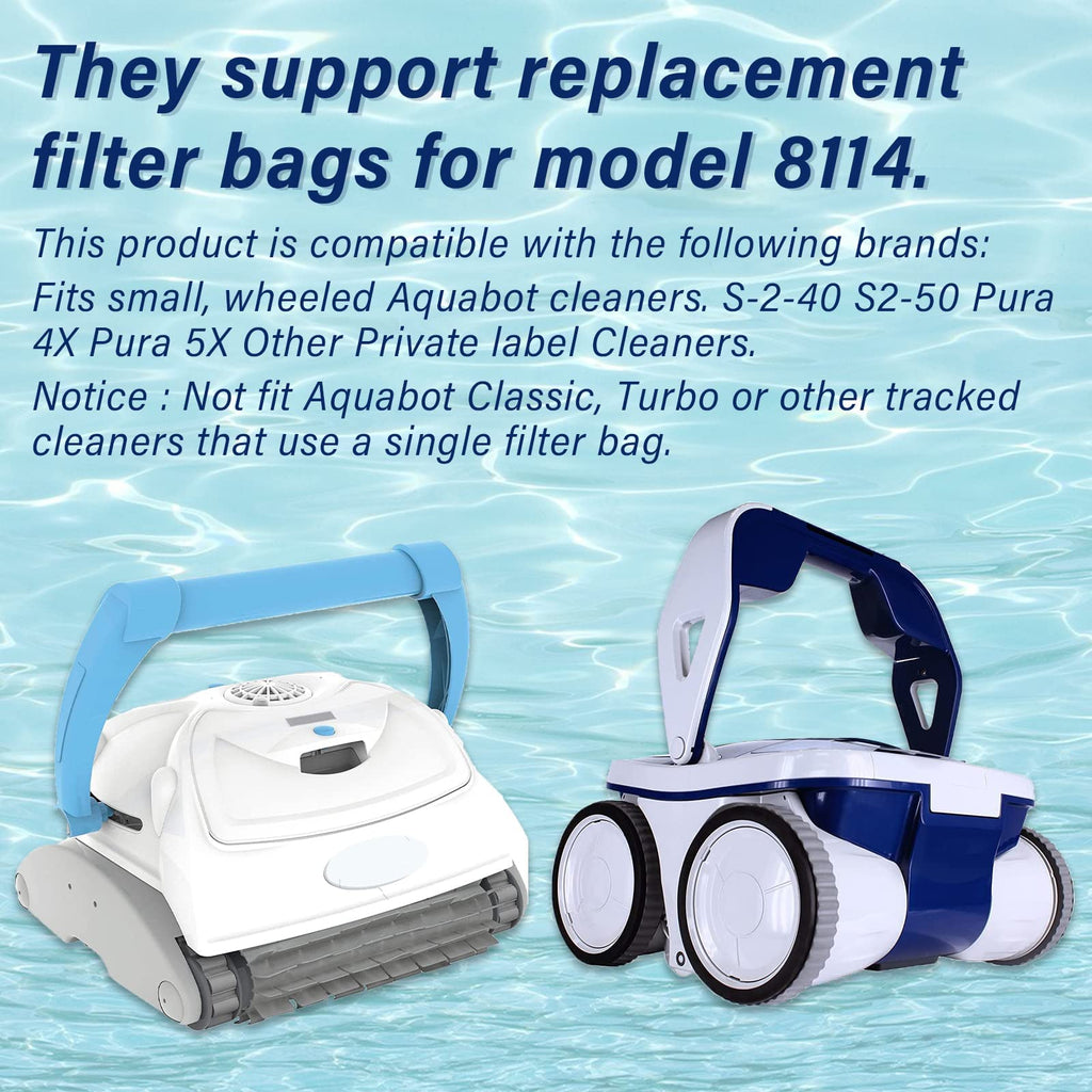 Pokin Upgrade Pool Cleaner Fine Filter Bag Replacement for Aquabot/Aqua Filter Bag Products 8114,Fits Pool Spa Part Small Wheeled Aquabot Cleaners S-2-40 S2-50 Pura 4X Pura 5X