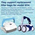 Pokin Upgrade Pool Cleaner Fine Filter Bag Replacement for Aquabot/Aqua Filter Bag Products 8114,Fits Pool Spa Part Small Wheeled Aquabot Cleaners S-2-40 S2-50 Pura 4X Pura 5X