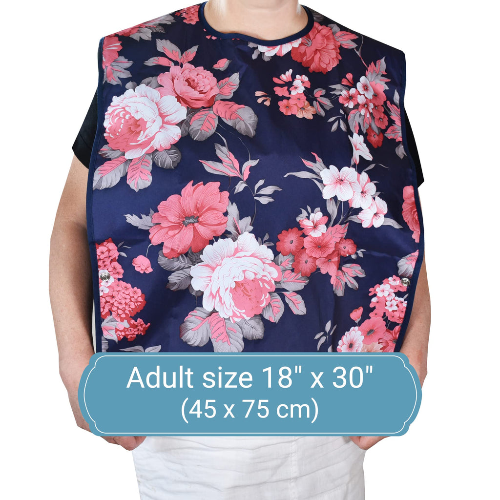 Celley 3 Pack Adult Bibs for Eating with Crumb Catcher Washable and Reusable Clothing Protectors for Elderly Women
