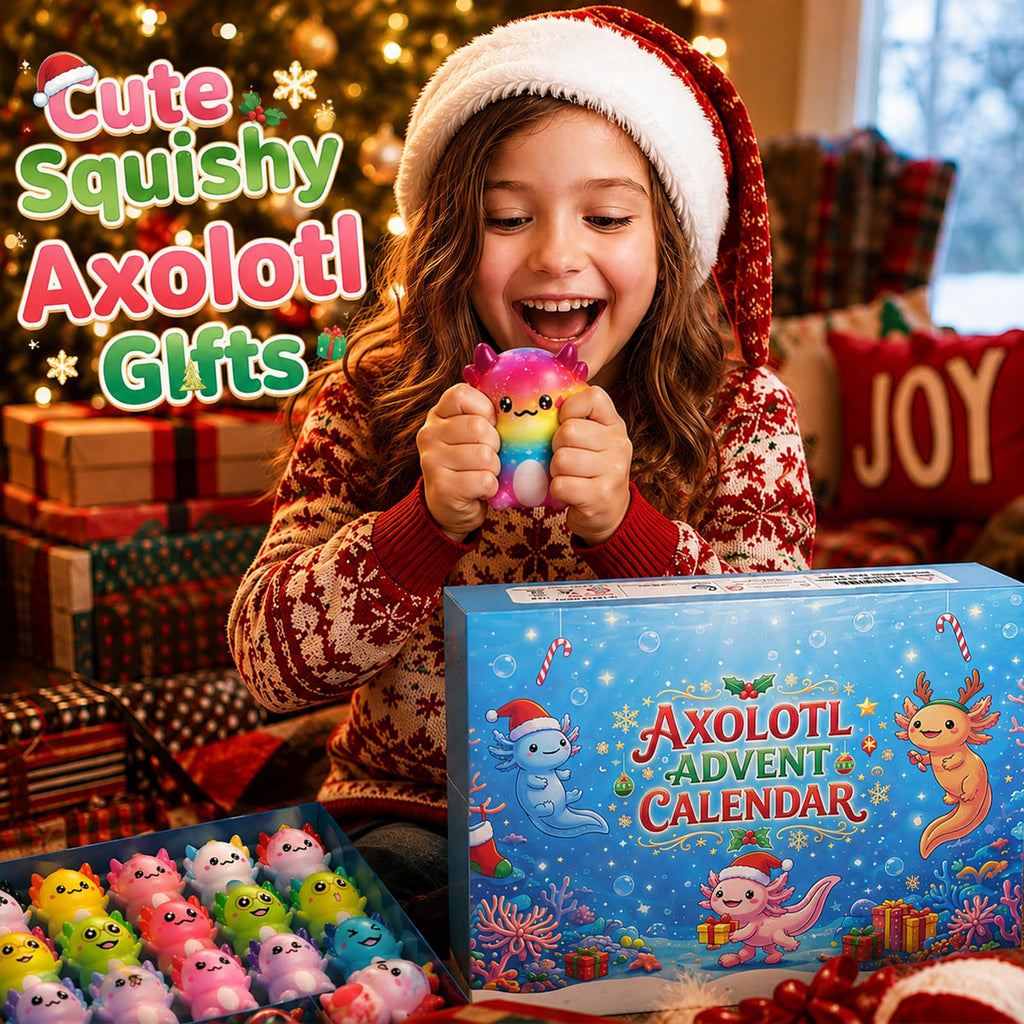 Axolotl Squishy Advent Calendar 2026,24 Axolotl Slow Squisies Toys,Christmas Countdown Calendar Party Favors,Christmas Stocking Stuffers Gifts
