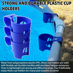 TonGass (6-Pack, Blue) Poolside Cup Holders Compatible with Above Ground Pools with 2 Inches or Thinner Round Top Bars - Strong and Durable Easy to Use Clip-On No-Spill Cup Holders
