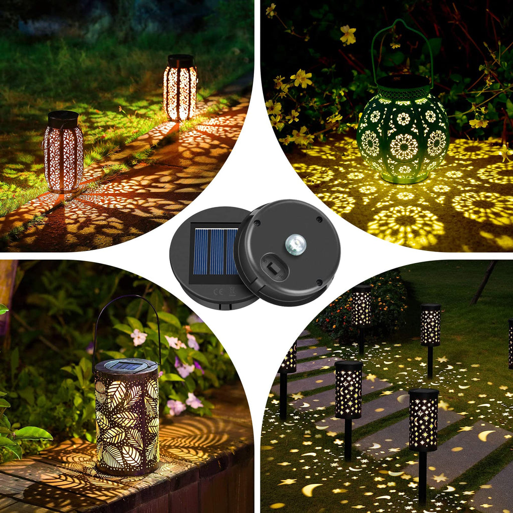 ELUTENG Solar Light Replacement Top 4 Pack (Top Size 3.15 inch, Bottom Size 2.83 inch) LED Solar Lantern Light Lids Outdoor Waterproof Replacement Solar Light Tops Warm White LED