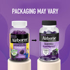 Airborne Elderberry + Zinc & Vitamin C Gummies for Adults,Immune Support with Antioxidants Vitamins C,D & E,Elderberry Flavor,130 Count (Pack of 2)