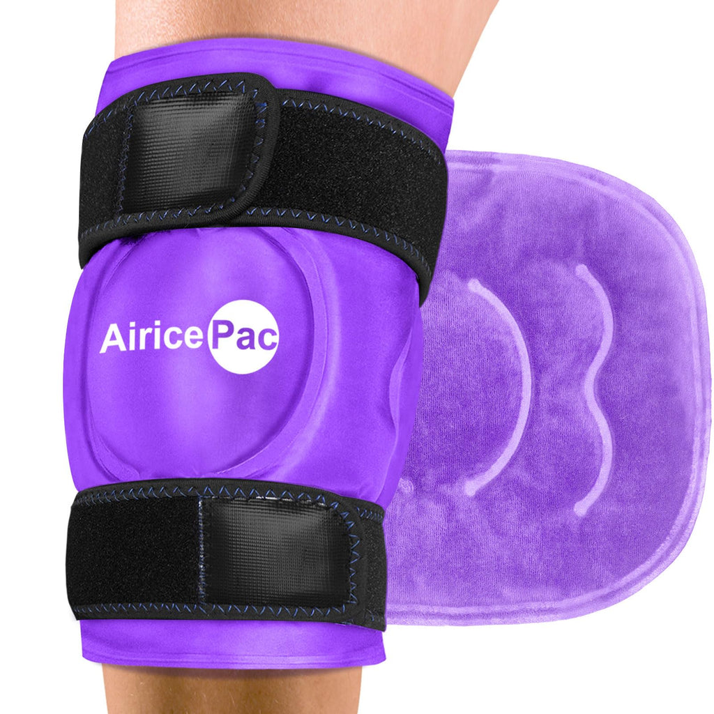 AiricePac 2 Ice Pack for Knee Pain Relief, Reusable Gel Ice Wrap for Injuries, Swelling, Knee Replacement Surgery, Cold Compress Therapy for Arthritis, Meniscus Tear and ACL, Purple