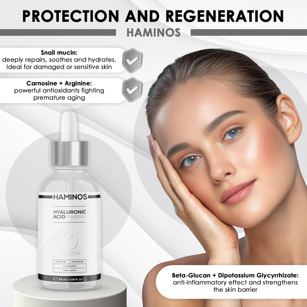 Hyaluronic Acid Serum with Niacinamide, Snail slime, collagen – Lip Plumper, Stretch Marks, Wrinkles, Fine Lines, Hydration - UNIQUE FORMULA (50 ml - 1.69 Fl Oz)