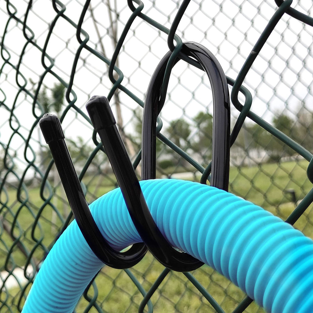 RUZUO 12PCS Chain Link Fence Hooks, Fence Hooks for Hanging Pool Poles,Nets,Brushes,Skimmers,Vacuum Hoses,Leaf Rakes etc, Hooks for Chain Link Fence, Chain Link Fence Hangers, Black