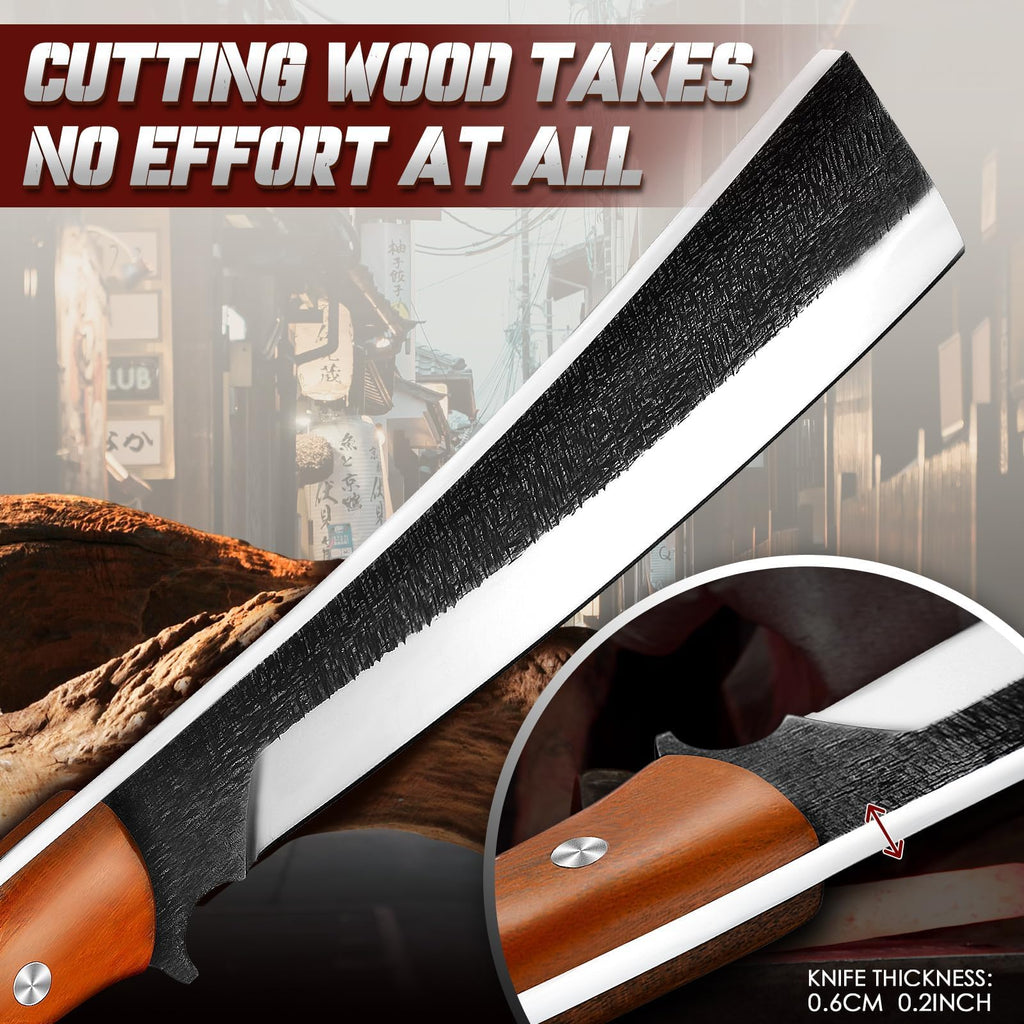 Freelander Japanese Machete with Wood Sheath for Yard Work, Gifts for Men