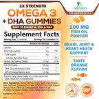 Omega 3 Fish Oil Gummies - 3X Strength Heart Healthy Omega 3 Gummy Supplement with High Absorption DHA & EPA - Joint & Brain Support, Delicious Orange Flavor Fish Oil Natures Vitamin - 120 Gummies