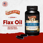Barlean's Lignan Flaxseed Oil Softgels, Cold-Pressed Flax Seed Supplement with 1,550 mg ALA Omega-3 Fatty Acids for Joint & Heart Health, 1000mg, 250 ct