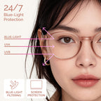miyya Blue Light Blocking Glasses with Protective Case, Round Transparent Frames for Comfort & Eye Strain Relief