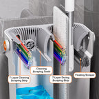 POPMOP Mop and Bucket Set, Flat Mop and Bucket System, Mop Bucket with Wringer, Wall Mop with Adjustable Handle (Max 61 Inches), 5 Washable Microfiber Mop Pads