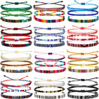Yinkin 36 Pcs Surfer Bracelets for Men Unisex Christmas Women Surf Anklet Gift Sets Beach Handmade Beaded Anklet Colorful Rope Bracelet Bohemia Chain Boho Jewelry for Adult Teen