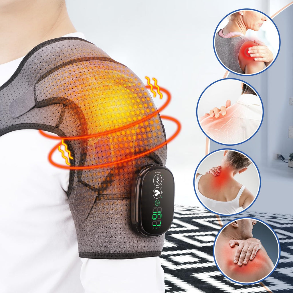 Cordless Shoulder Heating Pad, Heated Shoulder Wrap with Vibration, Shoulder Massager Heated Shoulder Brace for Women Men, FSA Approved Products