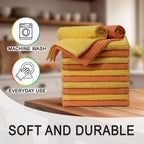 Textila Bar Mop Towels - 16x19 Inches - Pack of 12 - Lemon Yellow - Orange - Cotton Dish Cloths & Cleaning Towels for Kitchen, Bar, Restaurant, Household Use – Absorbent, Durable, Reusable