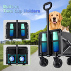 280LBS Small Collapsible Folding Wagon Cart Lightweight with 2 Cup Holders