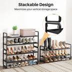 Expandable Metal Shoe Rack for Closet, Entryway & Garage, 2-Tier, Black