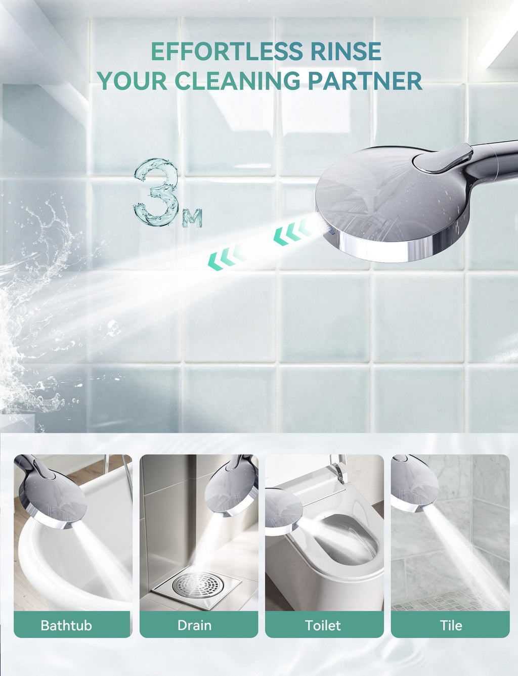 Magichome Filtered Shower Head with Handheld, High Pressure 10-Spd Detachable Chrome Showerhead with Stainless Hose, Water Softener Filter Beads for Hard Water - Remove Chlorine, Reduce Dry Itchy Skin
