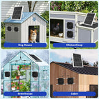 Solar Powered Fan Kit, Weatherproofed Exhaust Fan Air Ventilation Equipment with 25W Solar Panel and 2 High-Speed 5 Inch Dual Fans, Kit for Outside Chicken Coops, Pet House, Attics, Greenhouses, Shed