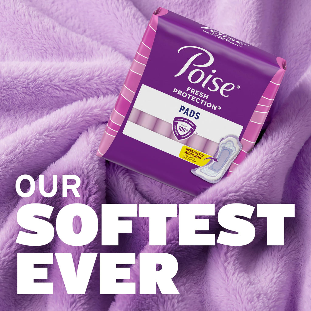 Poise Incontinence & Postpartum Pads for Bladder Leaks, 6 Drop Ultimate Absorbency, Regular Length, 112 Count, Packaging May Vary