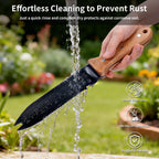 YANG Hori Hori Garden Knife, 7" Stainless Steel Gardening Knife with Oxford Cloth Sheath, Full Tang Beechwood Handle Garden Tool for Dividing Plants & Weeding, Forked Tip for Transplanting