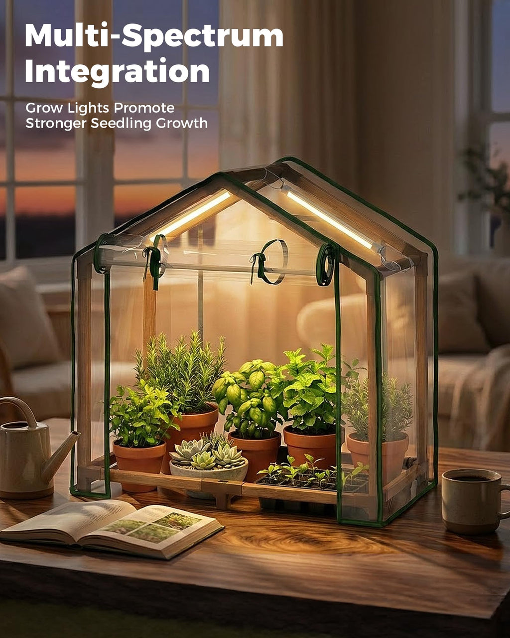Bamworld Mini Greenhouse Indoor Desktop with Grow Lights