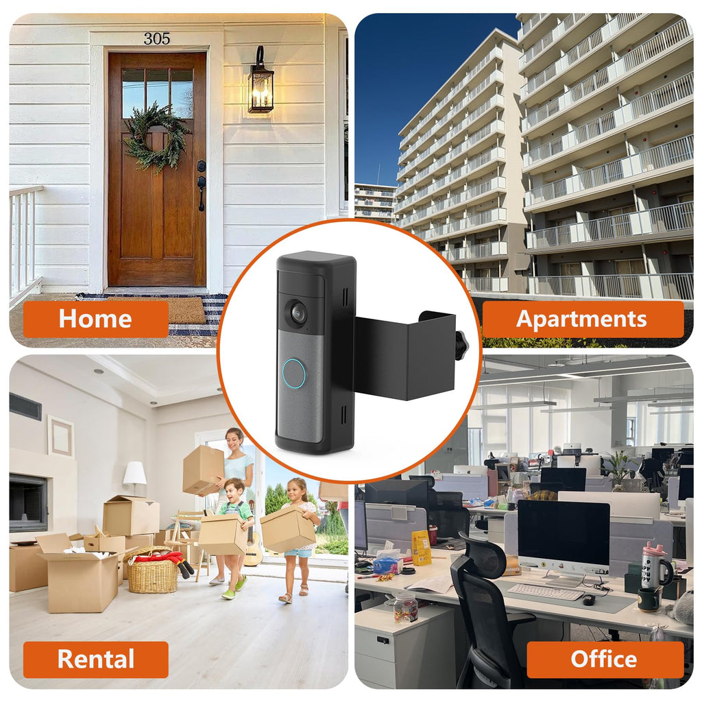 No-Drill R-ing Doorbell Mount with Rain Cover, Anti-Theft Door Bracket Compatible with Ring/Other Battery Doorbell/Plus/Pro(2026 Newest Model),Quick Install Doorbell Camera Holder for Rental Apartment