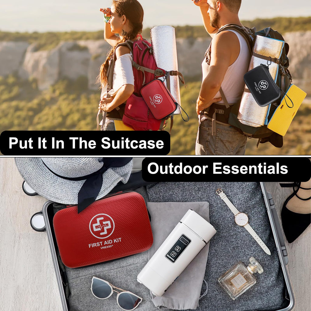 VRIEXSD Premium First Aid Kit, 320 Piece Waterproof Hard Shell Eva First Aid Kit for Home, Camping, Cars, Hiking, Travel, Businesses & Outdoor Emergencies - Emergency Medical Kits (Black)