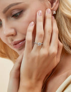 EAMTI 925 Sterling Silver 1.2 CT Round Solitaire Cubic Zirconia Engagement Ring Halo Promise Ring Size 7