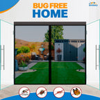 Magnetic Closure Screen Door for 62"x81" French Door Sliding Door Pet and Dog Friendly, Durable Fiberglass Mesh Double Door Screen Mesh Retractable Curtain, Keep Bugs. Mosquito Out, Fly Screen