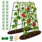63"/5FT Heavy Duty Cucumber Trellis for Raised Beds, 16mm Metal Garden Trellis with Netting & Clips, Tall Vegetable Trellis for Tomatoes, Beans, Peas & Climbing Plants