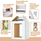 Hzzycaxli 6 Pack Tall Cake Boxes for Tier Cakes with windows,12x12x14 Inch Large Tiered Cake Box,10in 12in Tall Cake Carrier,large Layer cake box Cake Containers